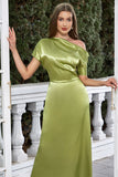 Satin Manches Courtes Matcha Robe formelle