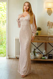 Glitter Mermaid Manches Longues Apricot Robe formelle