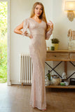 Glitter Mermaid Manches Longues Apricot Robe formelle