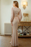 Glitter Mermaid Manches Longues Apricot Robe formelle