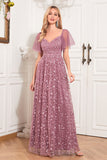 A-ligne Dusty Rose mère de la robe de mariée avec Appliques