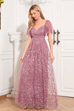 A-ligne Dusty Rose mère de la robe de mariée avec Appliques