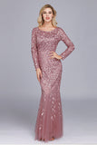 Sirène bateau col Dusty Rose mère de la robe de mariée avec Appliques