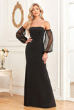 Robe de soirée longue sans bretelles sirène noire