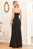 Robe de soirée longue sans bretelles sirène noire