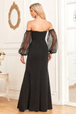 Robe de soirée longue sans bretelles sirène noire