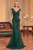 Robe de Soirée longue sirène vert foncé