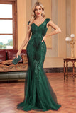 Robe de Soirée longue sirène vert foncé