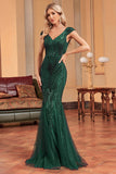 Robe de Soirée longue sirène vert foncé