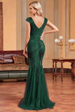 Robe de Soirée longue sirène vert foncé
