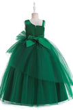 Robe fille sans manches vert foncé A Line