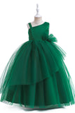 Robe fille sans manches vert foncé A Line