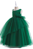 Robe fille sans manches vert foncé A Line