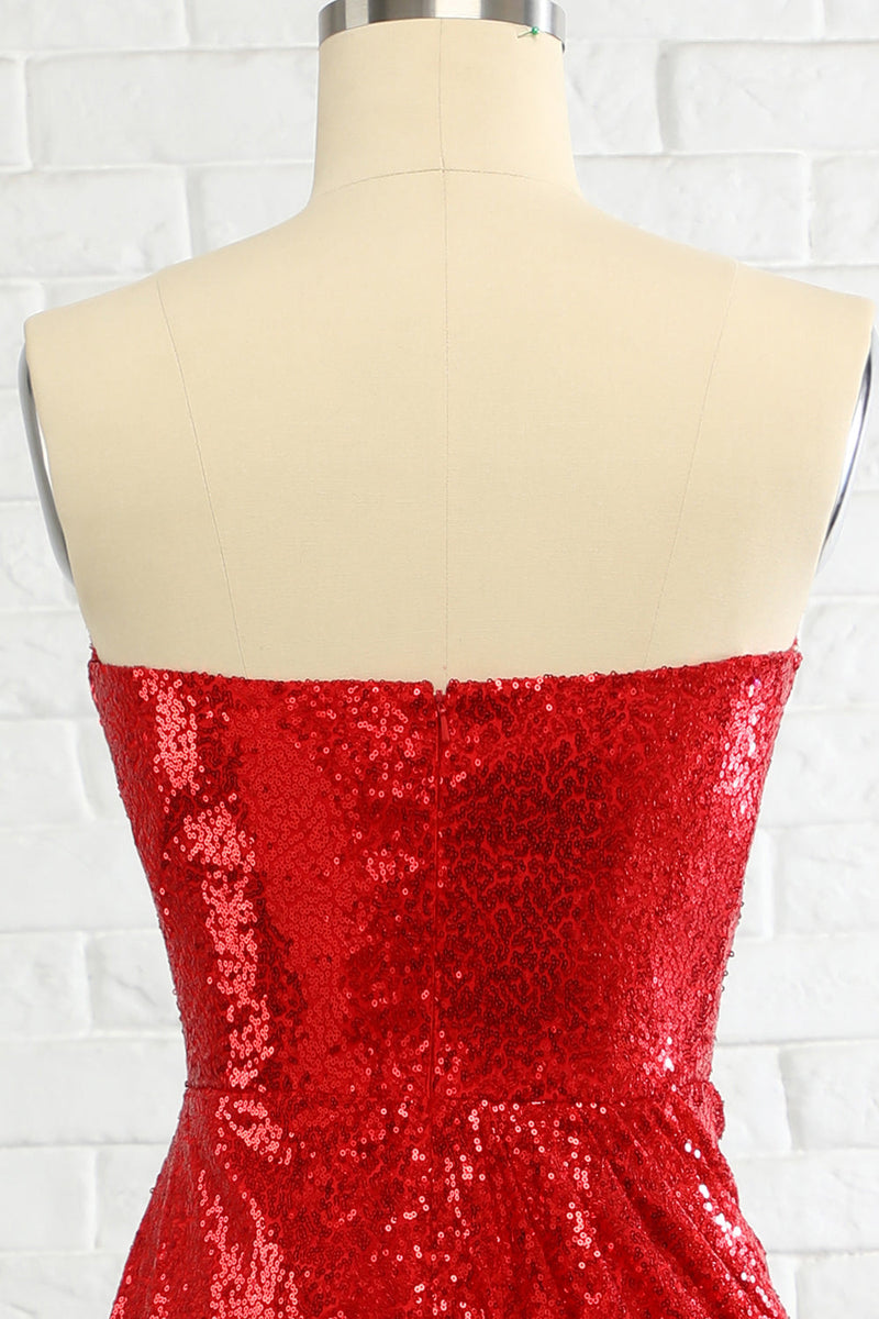 Charger l&#39;image dans la galerie, Fourreau Sweetheart Red Sequins Robe de bal avec paillettes