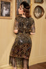 Charger l&#39;image dans la galerie, Paillettes dorées Fringe Robe des années 20 avec manches