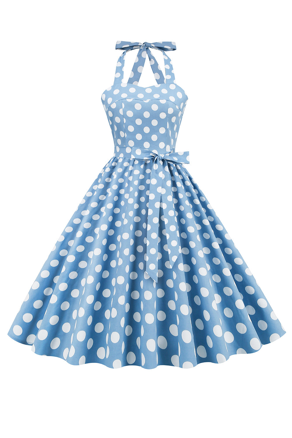 Robe Halter Blue Polka Dots années 50