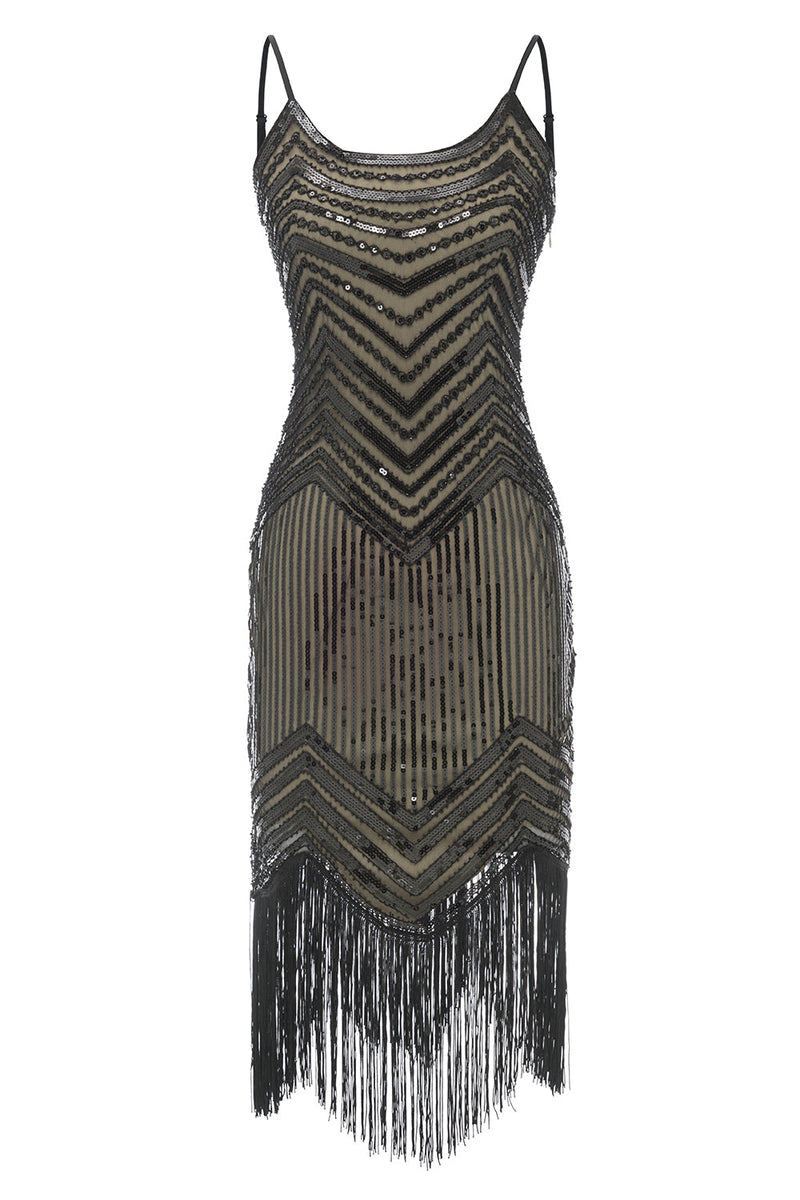 Charger l&#39;image dans la galerie, Bodycon Noir Argent Paillettes 1920s Robe