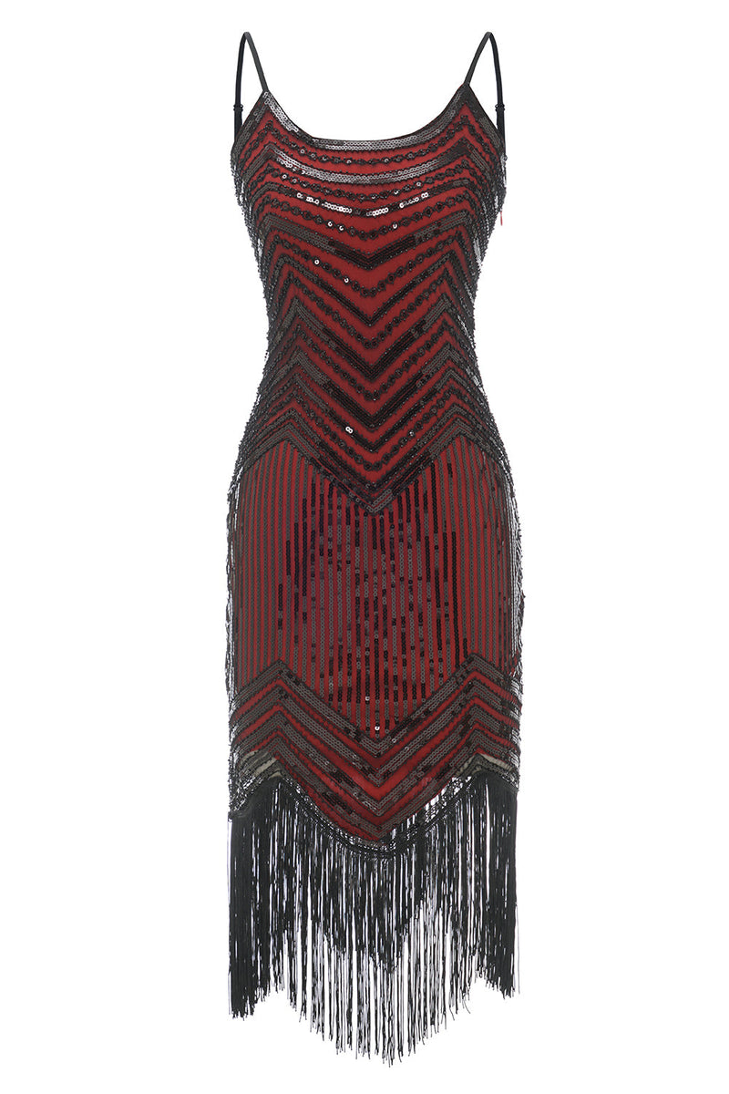 Charger l&#39;image dans la galerie, Noir Rouge Spaghetti Sangles 1920s Robe