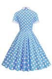 Pois style Hepburn Robe vintage à manches courtes