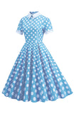 Pois style Hepburn Robe vintage à manches courtes