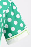 Robe vintage Green White Dot à manches courtes