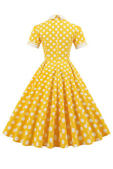 Robe à pois jaunes printemps 1950