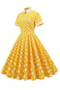 Charger l&#39;image dans la galerie, Robe à pois jaunes printemps 1950
