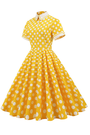 Robe à pois jaunes printemps 1950