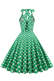 Robe Green Halter Polka Dots années 50