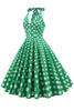 Charger l&#39;image dans la galerie, Robe Green Halter Polka Dots années 50