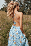 Fleur Imprimé Halter Été Boho Robe