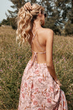 Fleur Imprimé Halter Été Boho Robe