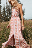 Fleur Imprimé Halter Été Boho Robe