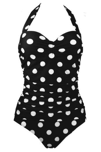 Taille Plus Noir Blanc Polka Dots Maillot de bain