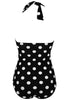 Charger l&#39;image dans la galerie, Taille Plus Noir Blanc Polka Dots Maillot de bain