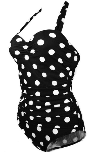 Taille Plus Noir Blanc Polka Dots Maillot de bain