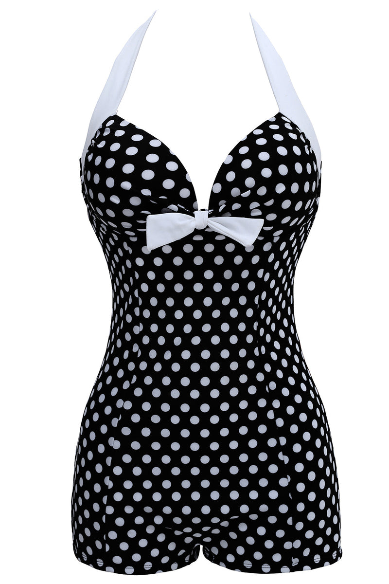 Charger l&#39;image dans la galerie, Taille Plus Noir et Blanc Polka Dots Maillot de bain Shorts