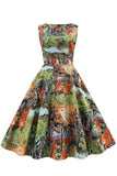 Robe Florale Vintage Bleu Clair des années 1950