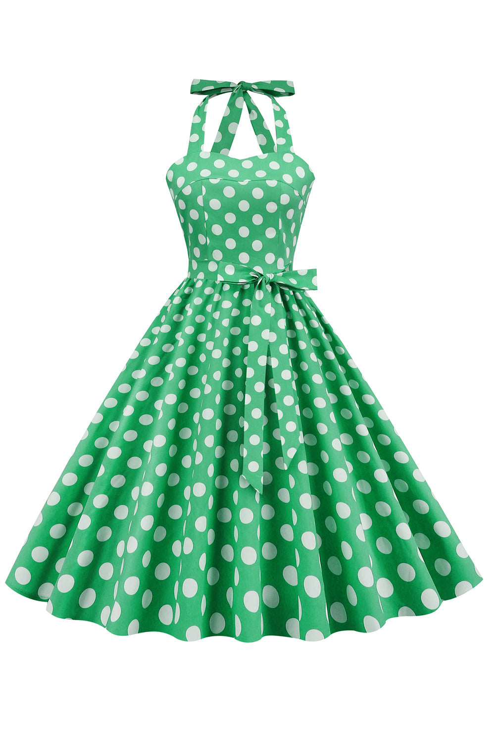 Robe pin up green Polka Dots années 1950