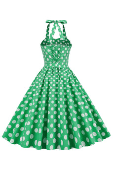 Robe pin up green Polka Dots années 1950