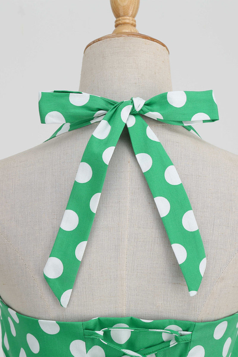 Charger l&#39;image dans la galerie, Robe pin up green Polka Dots années 1950