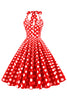 Charger l&#39;image dans la galerie, Red Button Polka Dots 1950s Pin Up Robe