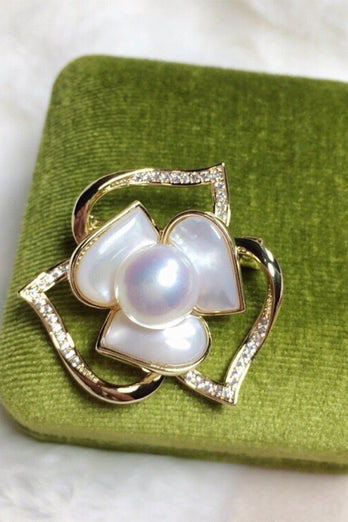 Broche strass & Perles Blanches