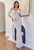 Charger l&#39;image dans la galerie, Glitter Mermaid White Sequins Robe de bal