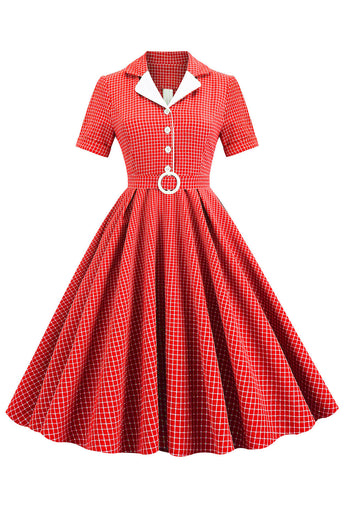 Retro Style Red Plaid Robe des années 1950