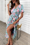 V Col Fleur Imprimé Robe d’été