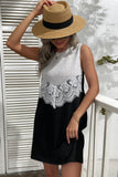 Robe d’été en dentelle lambrissée sans manches