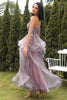 Charger l&#39;image dans la galerie, Une ligne Spaghetti Straps Purple Grey Long Prom Dress avec appliques