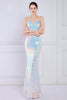 Charger l&#39;image dans la galerie, Dazzle Light White Seuiqned Mermaid Prom Robe de bal