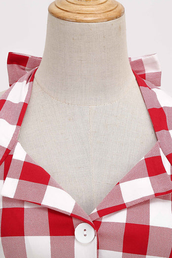Robe balançoire Rouge Plaid Halter des années 1950